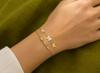 Gold-Plated Double-Layer Butterfly Charm Bracelet for Women - Matte Finish