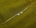 Gold-Plated Double-Layer Snake Chain Butterfly Charm Bracelet for Women - Glossy Finish