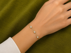 Gold-Plated Triple Solitaire Double-Layer AD Bracelet for Women - Matte Finish