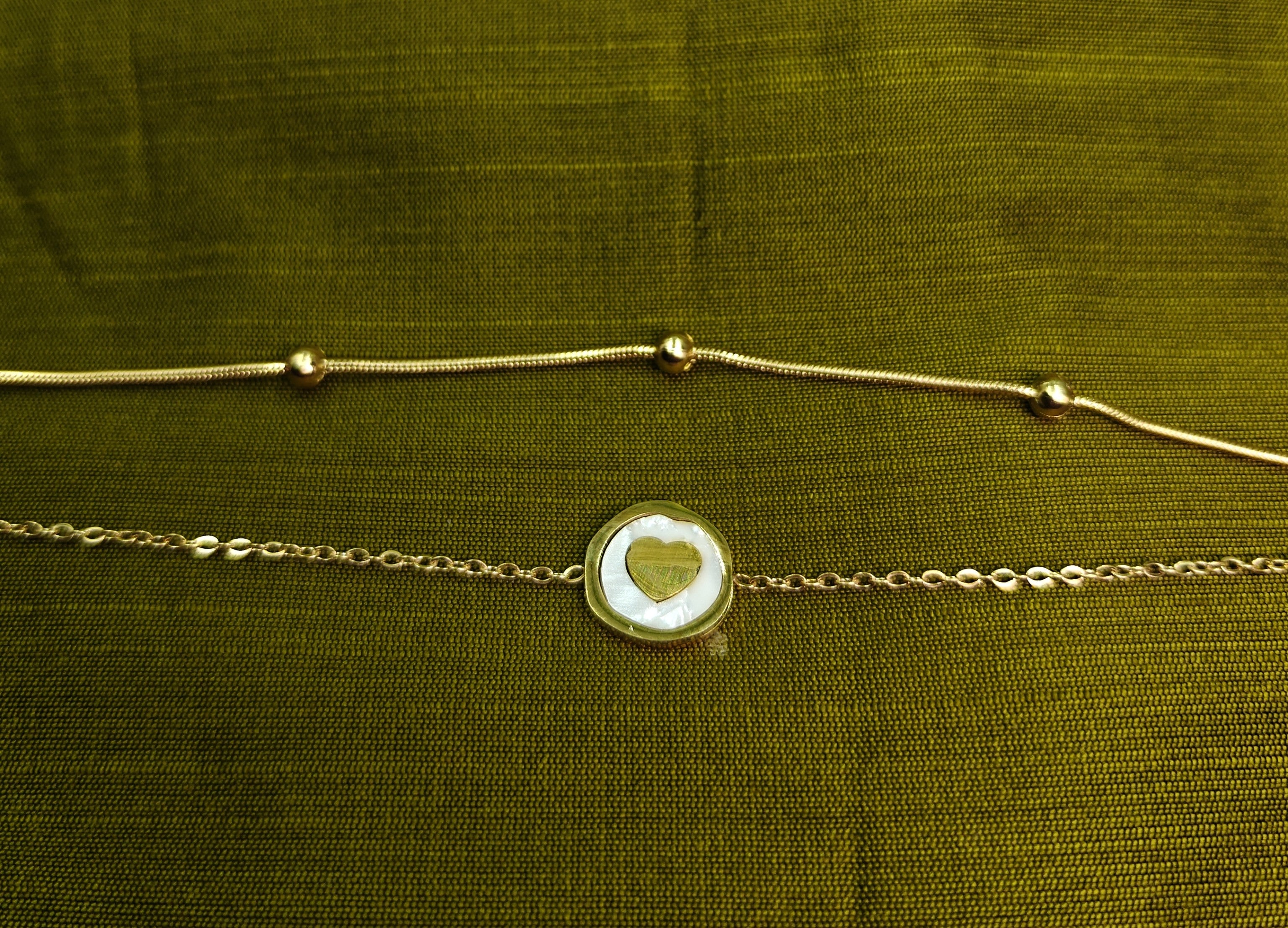 Gold-Plated Double-Layer Heart Charm Bracelet for Women - Glossy Finish