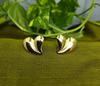 Gold-Plated Heart Design Stud Earrings for Women - Glossy Finish