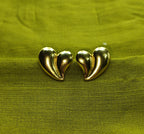Gold-Plated Heart Design Stud Earrings for Women - Glossy Finish