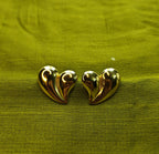 Gold-Plated Heart Design Stud Earrings for Women - Glossy Finish