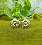 Gold-Plated Daisy Stud Earrings for Women - Glossy Finish