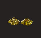 Gold-Plated Scallop Shell Stud Earrings for Women - Glossy Finish