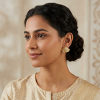 Gold-Plated Scallop Shell Stud Earrings for Women - Glossy Finish
