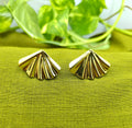 Gold-Plated Scallop Shell Stud Earrings for Women - Glossy Finish