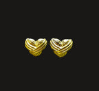 Gold-Plated Wrapped Heart Design Stud Earrings for Women - Glossy Finish