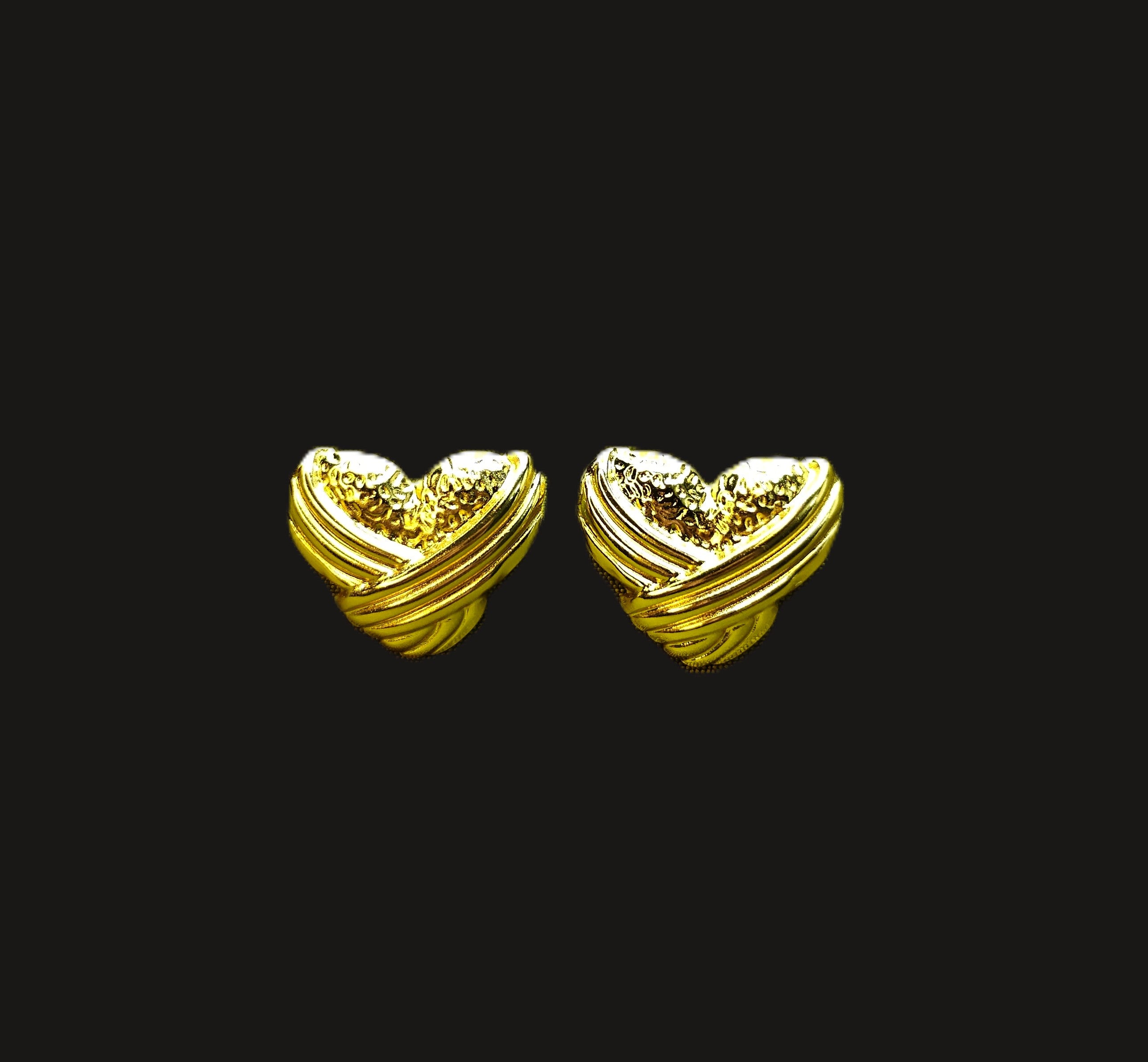 Gold-Plated Wrapped Heart Design Stud Earrings for Women - Glossy Finish