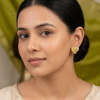 Gold-Plated Wrapped Heart Design Stud Earrings for Women - Glossy Finish