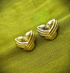 Gold-Plated Wrapped Heart Design Stud Earrings for Women - Glossy Finish