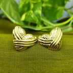 Gold-Plated Wrapped Heart Design Stud Earrings for Women - Glossy Finish