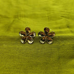 Gold-Plated Petal Plumeria Design Stud Earrings for Women - Glossy Finish