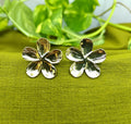 Gold-Plated Petal Plumeria Design Stud Earrings for Women - Glossy Finish