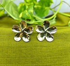 Gold-Plated Petal Plumeria Design Stud Earrings for Women - Glossy Finish