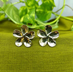 Gold-Plated Petal Plumeria Design Stud Earrings for Women - Glossy Finish