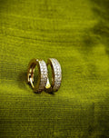 Gold-Plated Belt Buckle Hoop Earrings for Women - Matte Textured Finish