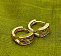 Gold-Plated Double Row CZ Stone Hoop Earrings for Women - Rose Gold Finish