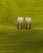Gold-Plated Rainbow Baguette CZ Huggie Hoop Earrings for Women - Rose Gold Finish