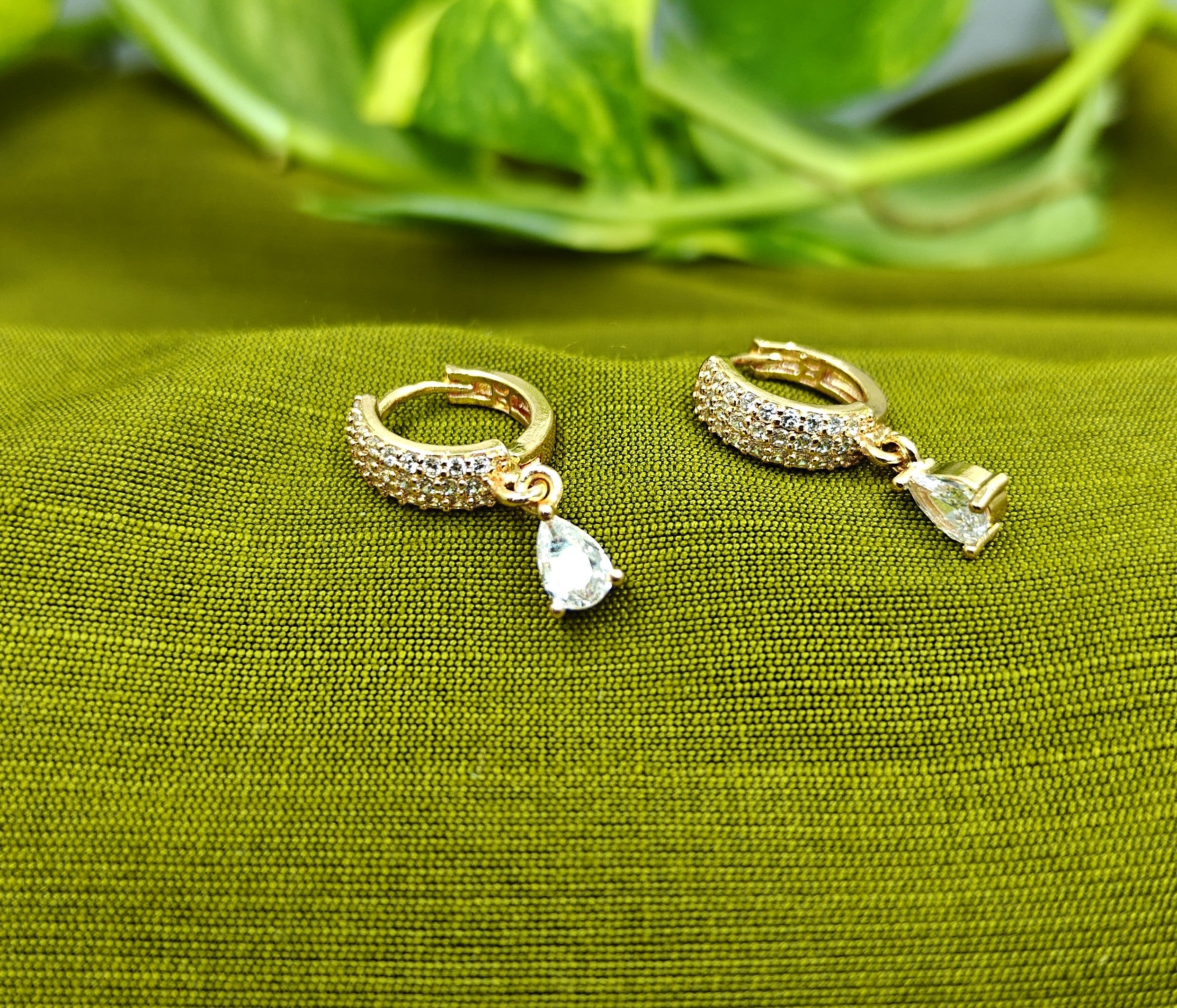Gold-Plated Channel Set CZ Huggie Hoop Earrings for Women - Rose Gold Finish