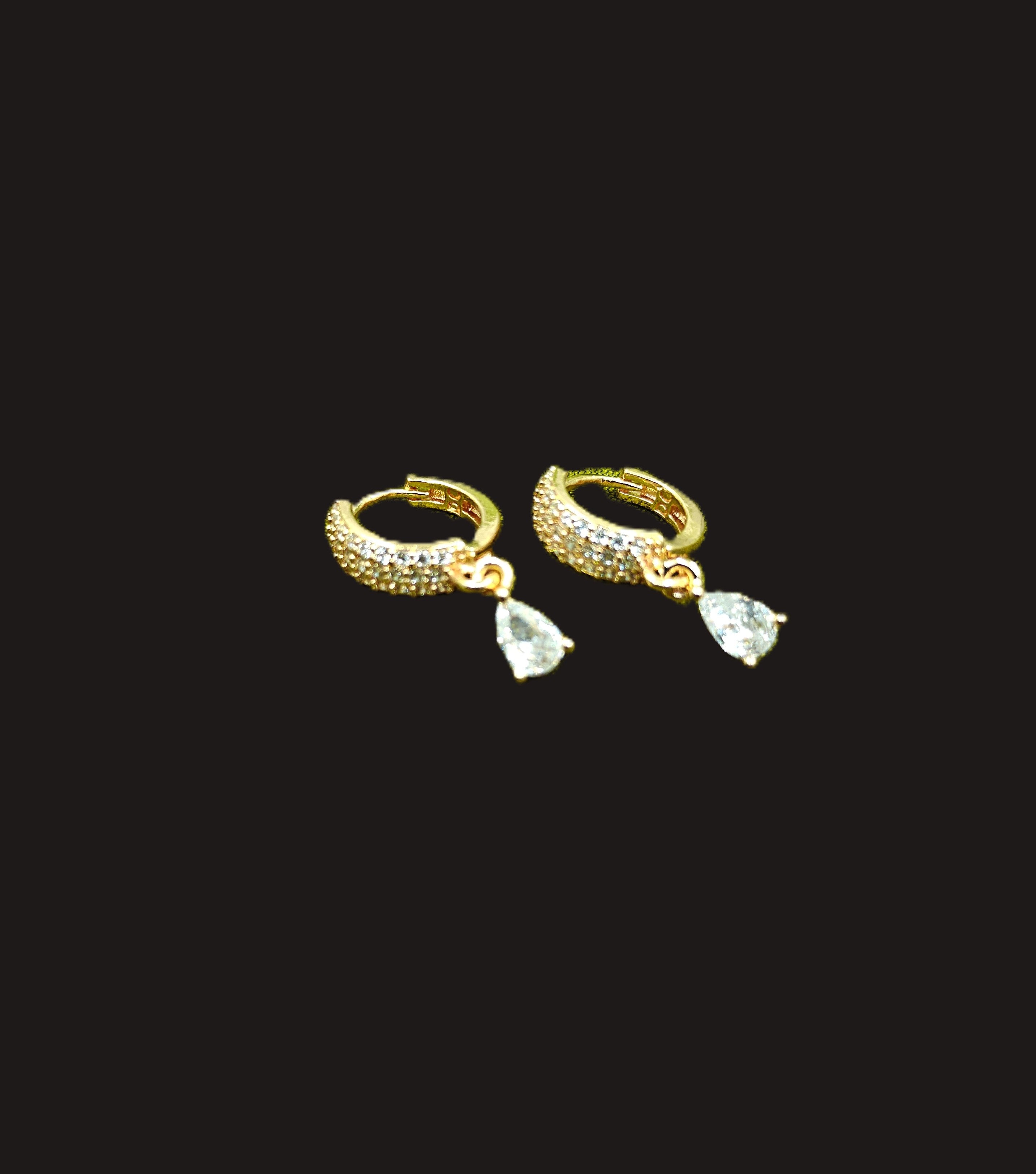 Gold-Plated Channel Set CZ Huggie Hoop Earrings for Women - Rose Gold Finish