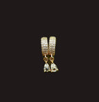Gold-Plated Pavé Huggie with Stone Drop CZ Hoop Earrings for Women - Rose Gold Finish