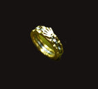 Gold-Plated Crown Charm Two-Tone Link Ring - Glossy Finish - Unisex - 17 Size