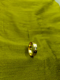 Gold-Plated Leaf Motif Gold Ring with CZ Stone - Glossy Finish - Unisex - 17 Size