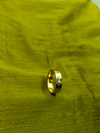 Gold-Plated Leaf Motif Gold Ring with CZ Stone - Glossy Finish - Unisex - 17 Size