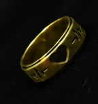 Gold-Plated Heartbeat Heart Cutout Gold Ring - Glossy Finish - Unisex - 18 Size