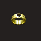 Gold-Plated Heartbeat Heart Cutout Gold Ring - Glossy Finish - Unisex - 18 Size