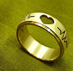 Gold-Plated Heartbeat Heart Cutout Gold Ring - Glossy Finish - Unisex - 18 Size