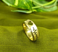 Gold-Plated Heartbeat Heart Cutout Gold Ring - Glossy Finish - Unisex - 18 Size
