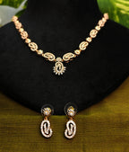 Gold-Tone Premium Paisley Mango Motif AD Necklace Set for Women - Glossy Finish