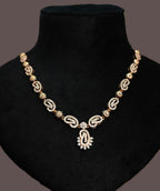 Gold-Tone Premium Paisley Mango Motif AD Necklace Set for Women - Glossy Finish