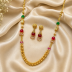 Gold-Tone Premium Multi-Strand Colour Beaded Mala Set for Women - Glossy Finish