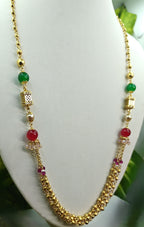 Gold-Tone Premium Multi-Strand Colour Beaded Mala Set for Women - Glossy Finish