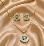 Gold-Tone Premium Pastel AD Pendant Set for Women - Glossy Finish