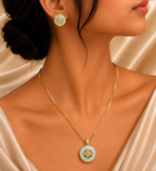 Gold-Tone Premium Pastel AD Pendant Set for Women - Glossy Finish