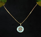 Gold-Tone Premium Pastel AD Pendant Set for Women - Glossy Finish