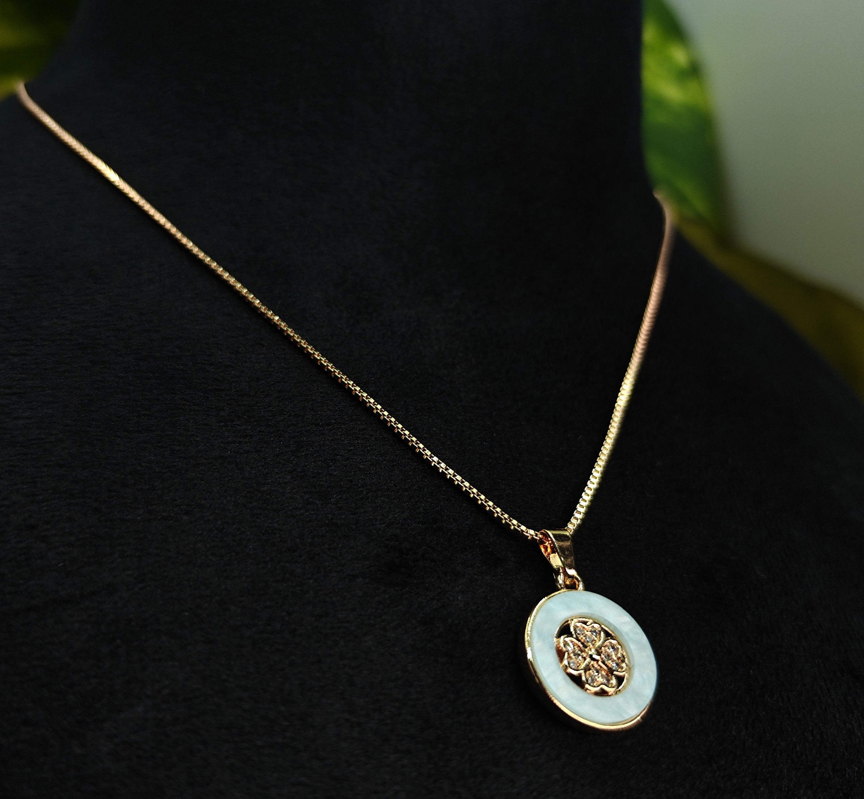Gold-Tone Premium Pastel AD Pendant Set for Women - Glossy Finish