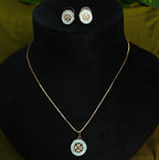Gold-Tone Premium Pastel AD Pendant Set for Women - Glossy Finish