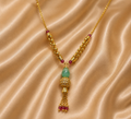 Gold-Tone Ruby Aqua Drop Mala for Women - Glossy Finish