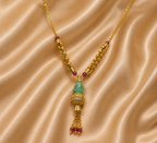 Gold-Tone Ruby Aqua Drop Mala for Women - Glossy Finish
