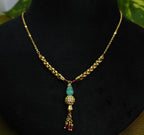 Gold-Tone Ruby Aqua Drop Mala for Women - Glossy Finish