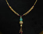 Gold-Tone Ruby Aqua Drop Mala for Women - Glossy Finish