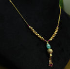 Gold-Tone Ruby Aqua Drop Mala for Women - Glossy Finish