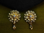 Gold-Tone Premium Floral Filigree AD Design Set for Women - Glossy Finish (17 Inches)