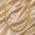 Gold-Tone Premium Textured Gold Link Chain for Women - Glossy Finish (21 Inches)
