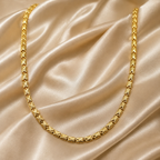 Gold-Tone Premium Textured Gold Link Chain for Women - Glossy Finish (21 Inches)